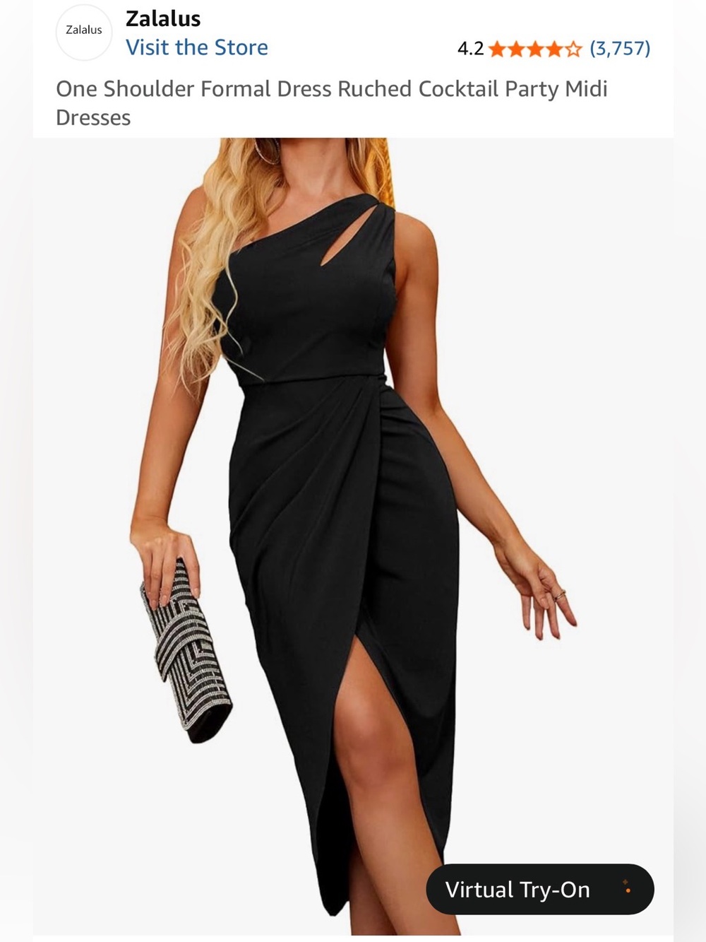 Elegant Black One-Shoulder Midi Dress